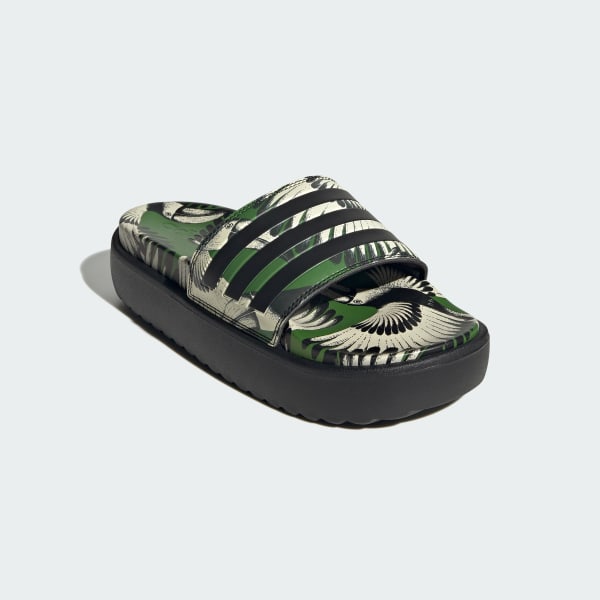 Green Adilette Platform Slides