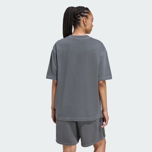 Negro Camiseta Essentials Linear Extragrande Corte Estilo Masculino Efecto Lavado