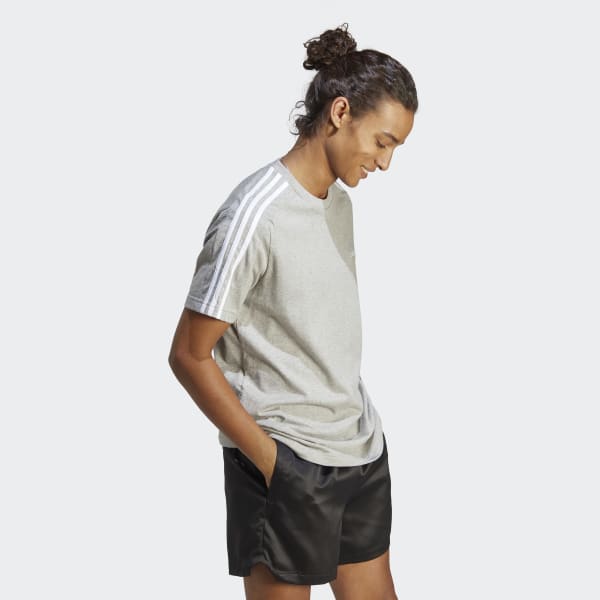 Szary Essentials Single Jersey 3-Stripes Tee