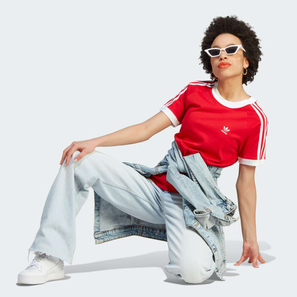 - | Red Tee adidas Slim | Classics Women\'s Adicolor US Lifestyle 3-Stripes adidas
