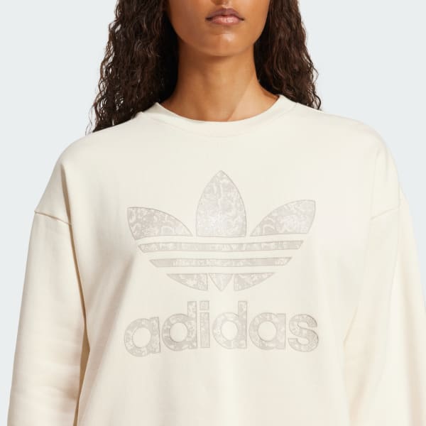 Adidas Originals Snake Women s White Crew Sweatshirt Size XL Cotton