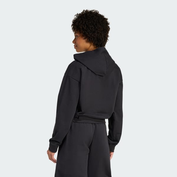 adidas ESSENTIALS FRENCH TERRY CROPPED ZIP HOODIE - Black | Free