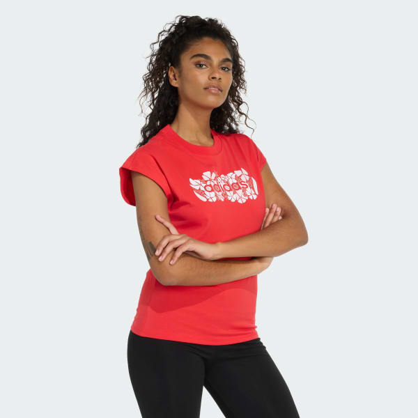 Rojo Playera Graphic suave y ajustada