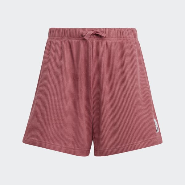 adidas Lounge Waffle Knit Loose Shorts - Pink