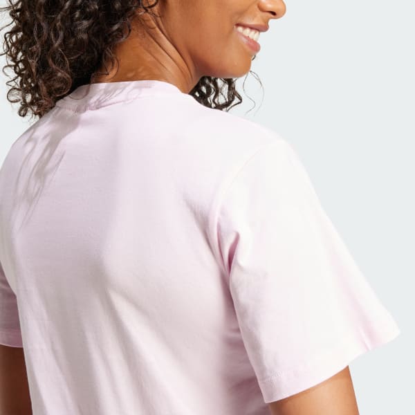 adidas Essentials Small Logo Cotton Tee - Pink | Free