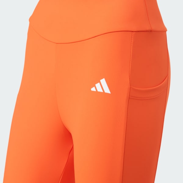 Laranja Calça Legging 3 Listras Com Bolso