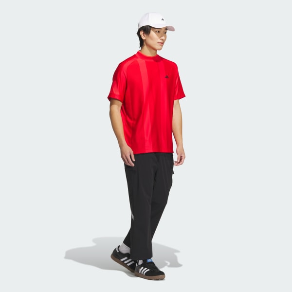 Red AEROREADY Adizero Bodymapping Jacquard Mock Neck Short Sleeve Shirt