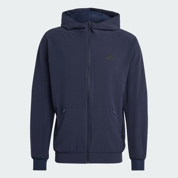 adidas D4T WORKOUT FULL-ZIP HOODIE - Blue | Free Shipping with