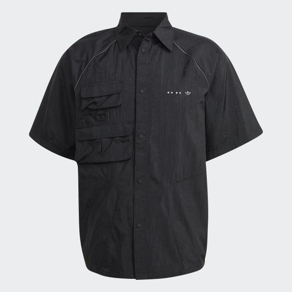 Schwarz Reveal Short Sleeve Hemd