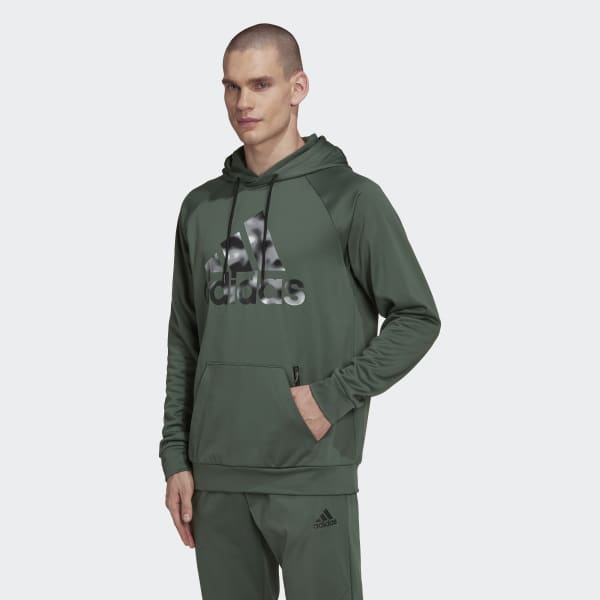 adidas AEROREADY Game and Go Camo Logo Hoodie - Green | Men's Training ...