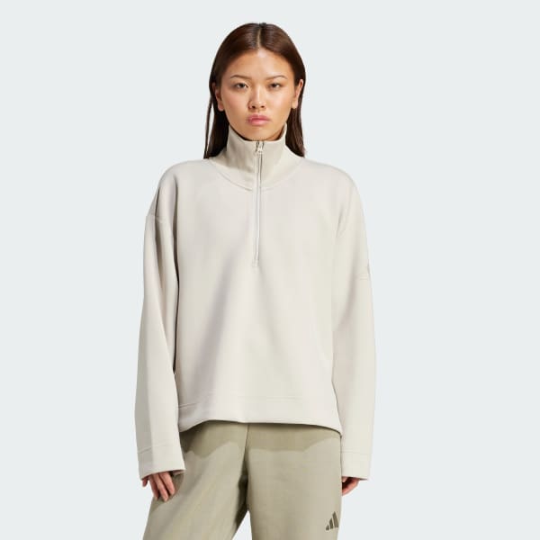Bezowy Bluza Soft Lux Quarter-Zip