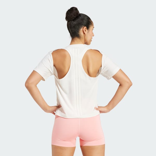 White Power Back-Cutout 3-Stripes Tee