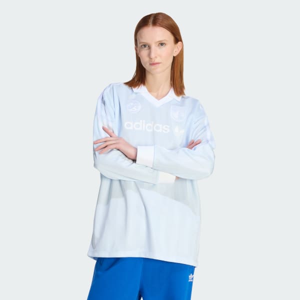 ブルー サッカー 長袖 Tシャツ