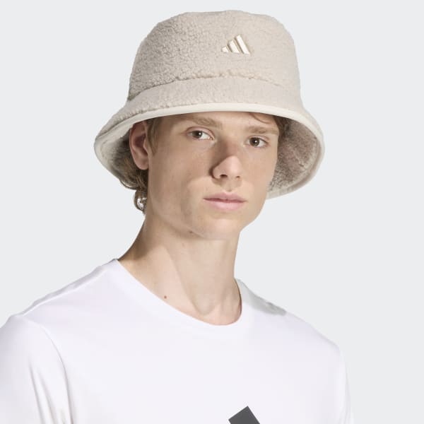 adidas Winterized Teddy Fleece Bucket Hat - Beige | Free Shipping