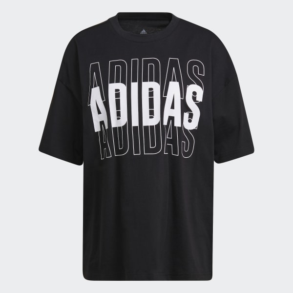 adidas Essentials Repeat adidas Logo Oversized Tee - Black | adidas ...