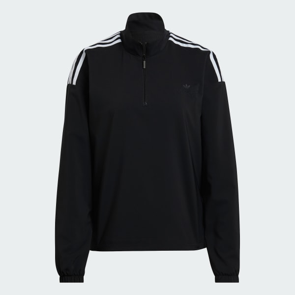 Nero Felpa Triple Trefoil Woven Half-Zip