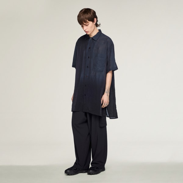 Black Y-3 DIP DYE SHORT SLEEVE LONG SHIRT