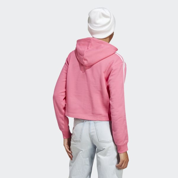 adidas Essentials 3-Stripes French Terry Crop Hoodie - Pink | Women\'s  Lifestyle | adidas US