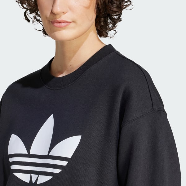 Adidas originals women's discount oversized trefoil crewneck sweatshirt