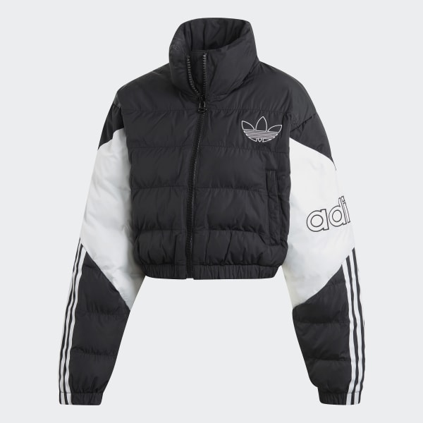 black crop puffer jacket by adidas