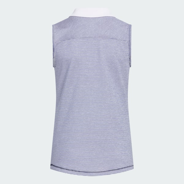 Blue Ottoman Striped Sleeveless Polo Shirt Kids