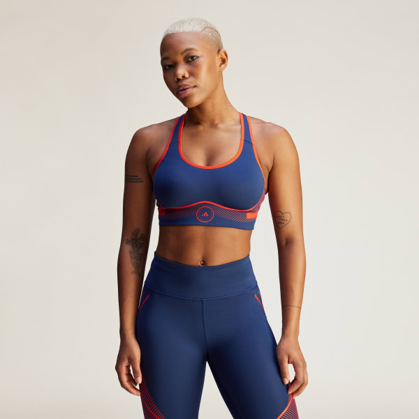 Blauw adidas by Stella McCartney TruePace High Support Sportbeha
