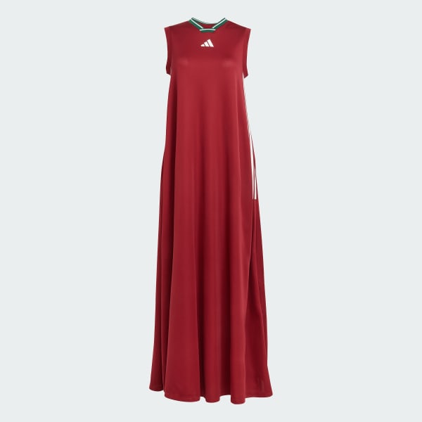 adidas Tiro Cut 3-Stripes Soft Mesh Long Dress - Burgundy