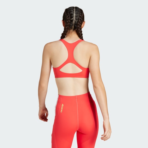 Red Adizero Run Medium Support Bra