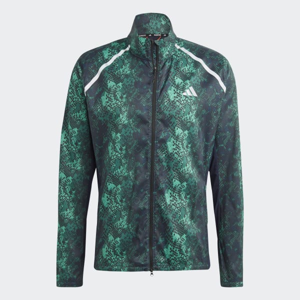 Schwarz Allover Print Marathon Jacke