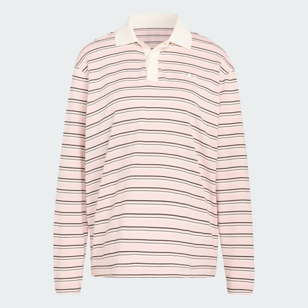 Pink STRIPED OVZD LS POLO Shirt