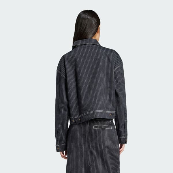 Grey Allover Print Cropped Zipped Jacket