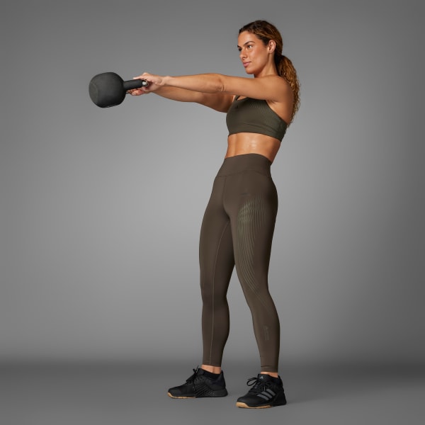 สีเขียว กางเกงเลกกิ้งเจ็ดส่วน Optimé PrimeLift