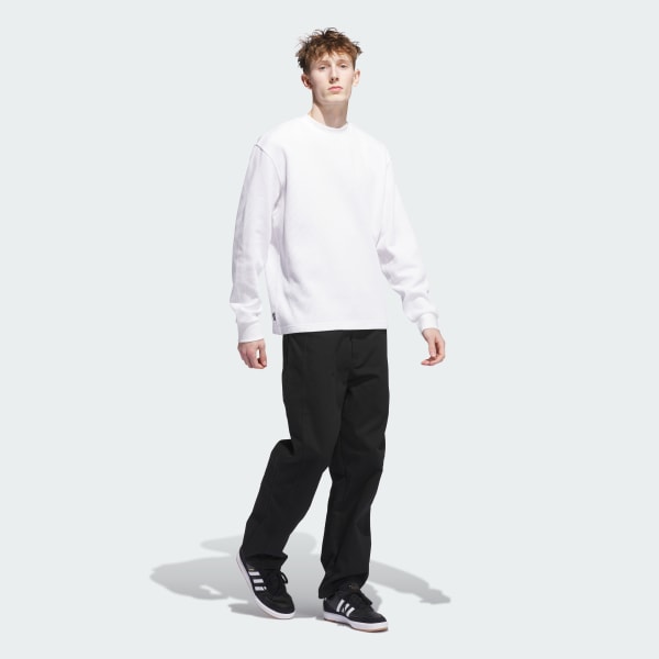 White Skateboarding Waffle Knit Long Sleeve Shirt