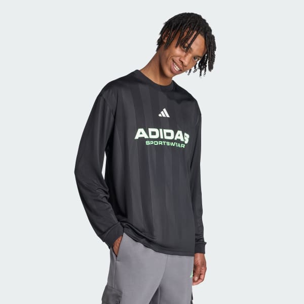 adidas Long Sleeve Jacquard Jersey - Black | Free Shipping with