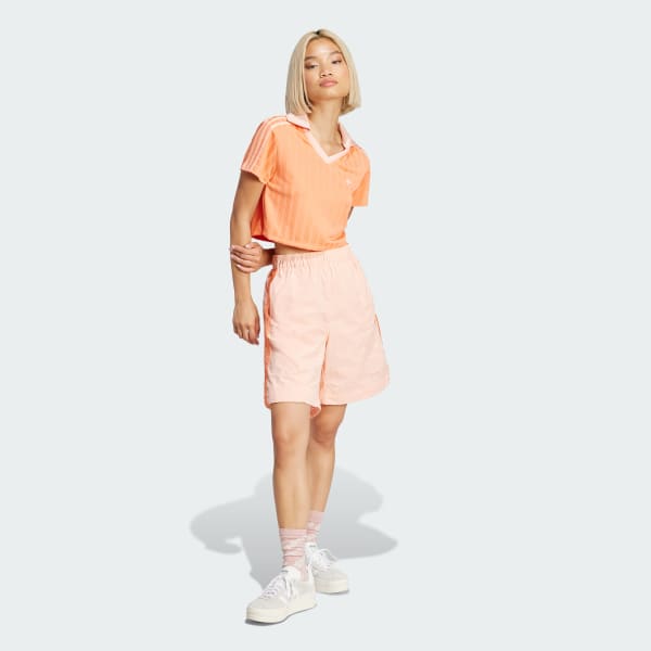 Laranja Camisa Polo Cropped Gola V Adicolor Football Jacquard