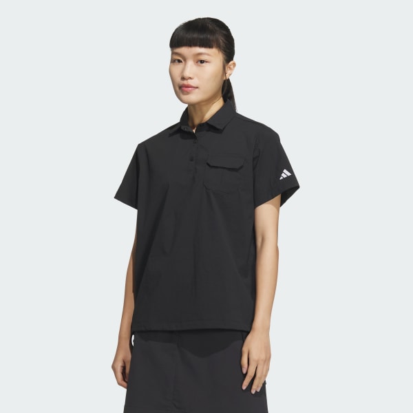 Black 우븐 반팔 폴로 셔츠