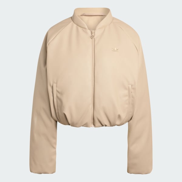 Beige 플레더 봄버 합성 다운 재킷