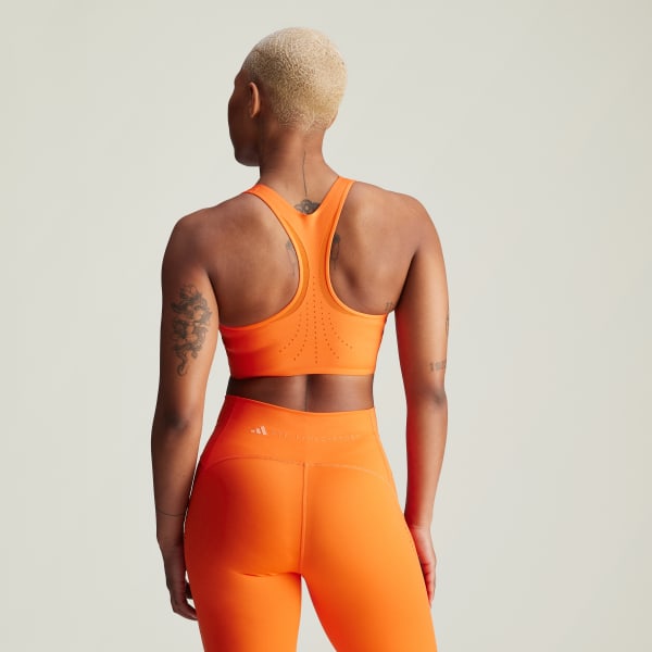 Laranja Top Treino Médio Suporte adidas by Stella McCartney TruePurpose Power Impact