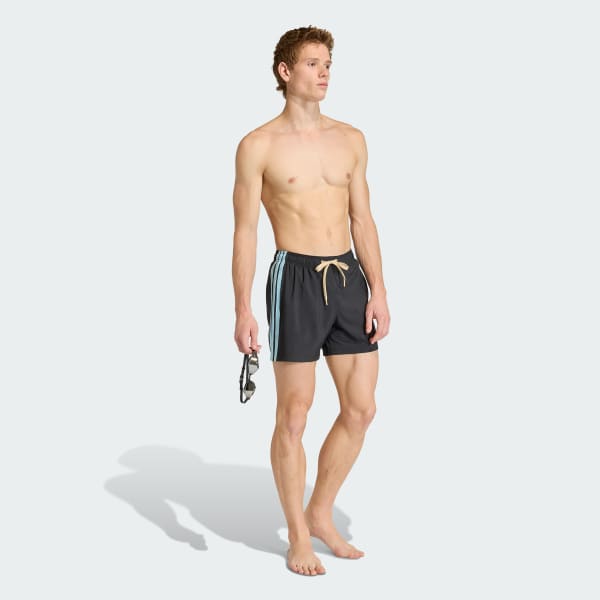 Black 3-Stripes Swim Shorts 5-Inch