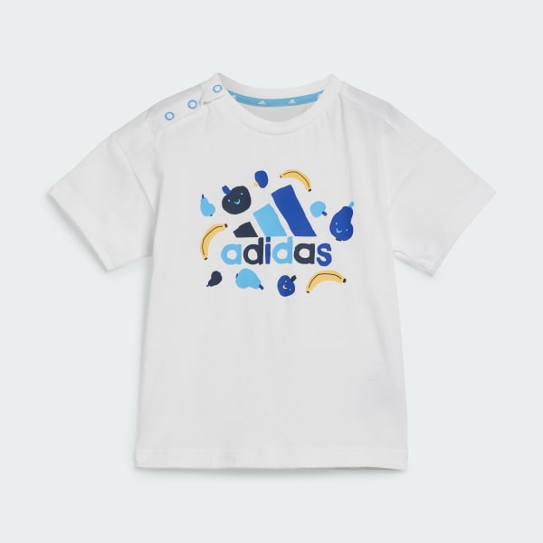 White Essentials Allover Print Tee Set Kids