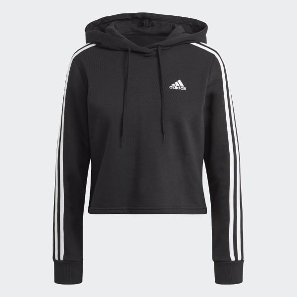 Zwart Essentials 3-Stripes Cropped Hoodie 28878