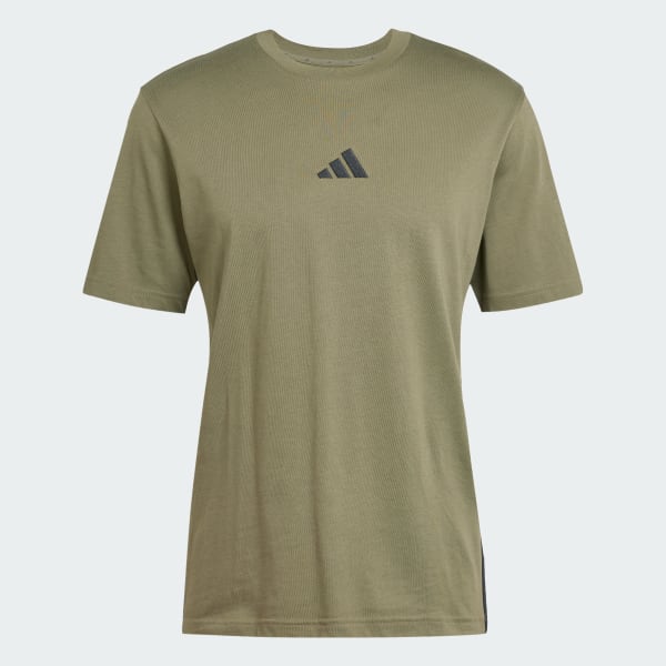 Green Essentials 3-Stripes Single Jersey Tee