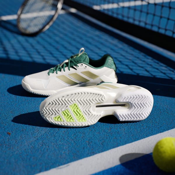 White Adizero Ubersonic 5 Tennis Shoes