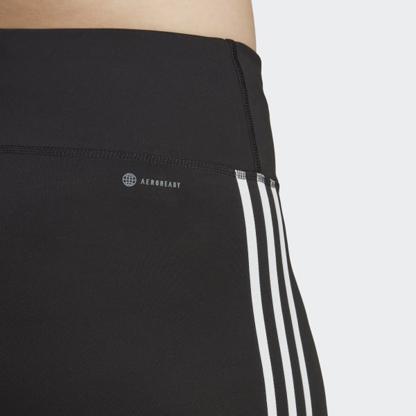 Zwart Train Essentials 3-Stripes High-Waisted 7/8 Legging (Grote Maat)