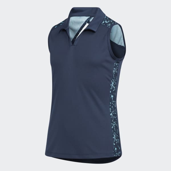 Blue Girls' Printed Racerback Sleeveless Polo Shirt 22301