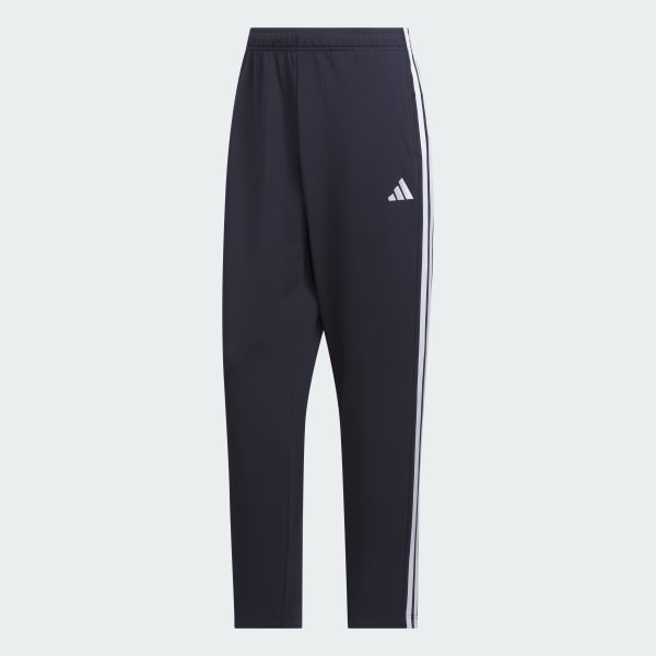 ブルー スリーストライプス レギュラーフィット ダブルニット オープンヘム トラックパンツ