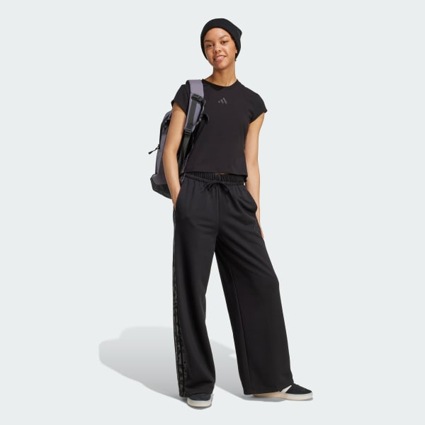 Animal Print 3-Stripes Open Hem Pants