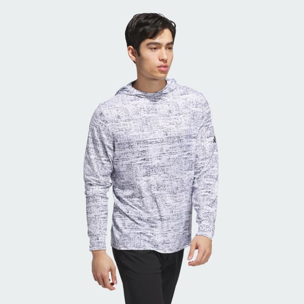 White Performance Printed Lightweight Hoodie
