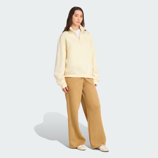 bézová Módne flísové nohavice Essentials Wide Leg