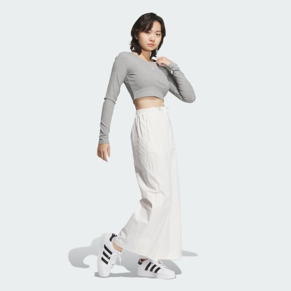 White Atlanta Wide Leg Track Pants